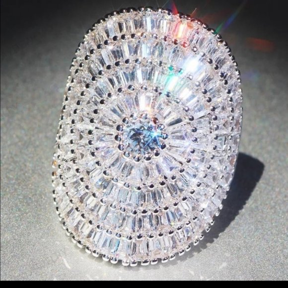 *NEW 925 Silver Shining Huge 21 CT Engagement Ring - Picture 2 of 5